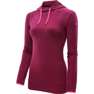 NIKE Womens Pro Hyperwarm Pullover Hoodie   Size Large, Raspberry/pink