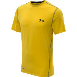 UNDER ARMOUR Mens HeatGear Sonic Fitted Short Sleeve Top   Size Xl, Taxi/black