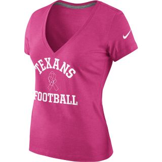 NIKE Womens Houston Texans Breast Cancer Awareness V Neck T Shirt   Size