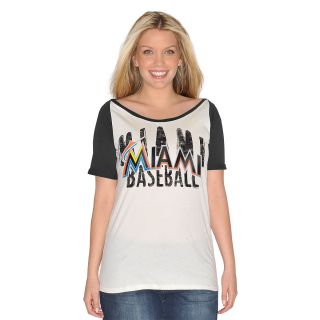 G III Womens Miami Marlins Dinger Short Sleeve T Shirt   Size Medium