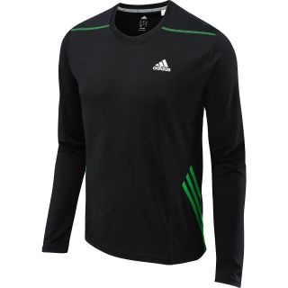 adidas Mens Questar Running Long Sleeve T Shirt   Size Large, Black/green