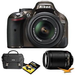 Nikon D5200 24.1 MP DSLR Camera Bronze 18 55mm VR & 55 250 VR Lens Fathers Day