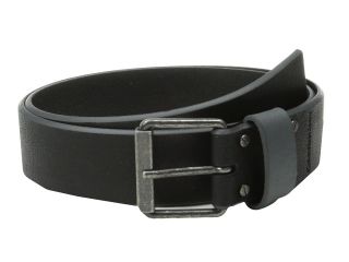 Calvin Klein 38MM Flat Strap w/ Contrast Bevel Edge Mens Belts (Black)