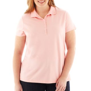 St. Johns Bay St. John s Bay Short Sleeve Piqué Polo   Plus, Pink