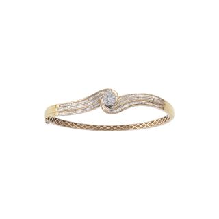 1 1/4 CT. T.W. Diamond Two Tone 10K Gold Swirl Bangle Bracelet, Womens