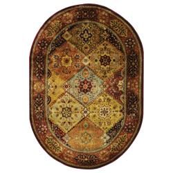 Handmade Persian Legend Multi/ Rust Wool Rug (46 X 66 Oval)