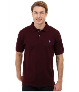 U.S. Polo Assn Solid Polo with Small Pony Mens Short Sleeve Knit (Brown)