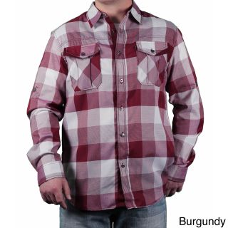 Mo7 Mens Roll Sleeve Plaid Button down Shirt