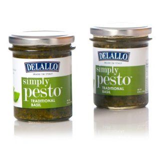 DeLallo   Imported Italian Genovese Basil Pesto, (2)  6.35 oz. Jars  Pesto Sauces  Grocery & Gourmet Food