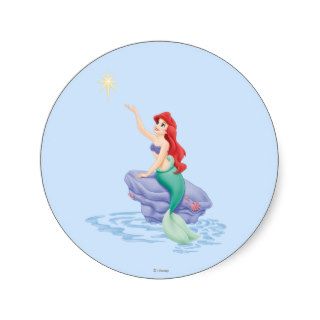 Ariel Sitting on Rock Round Sticker