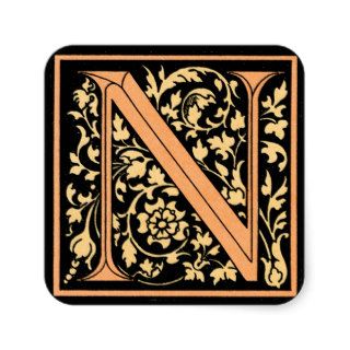 Vintage Black & Gold Letter ‘N’   Sticker
