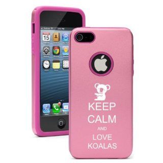 Apple iPhone 5 5S Pink 5D4424 Aluminum & Silicone Case Cover Keep Calm and Love Koalas Cell Phones & Accessories