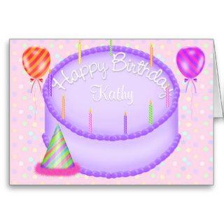 Purple Birthday Cake Greeting Cards