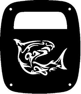 JeepTails Tribal Shark   Jeep TJ Wrangler Tail Lamp Covers   Black   Set of 2 Automotive
