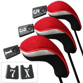 Andux Golf Wood Driver Head Covers Interchangeable No. Tag 3 of Set Mt/mg01 Black & Red  Golf Club Head Covers  Sports & Outdoors