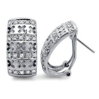 .65ct Round Diamond Hoop Earrings 14k White Gold Jewelry