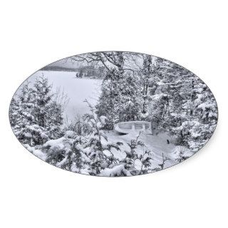 Fishing Boat, Winter Forest, Christmas Snowstorm Sticker