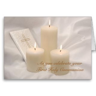 Candles and Prayer Book First Holy Communion Card