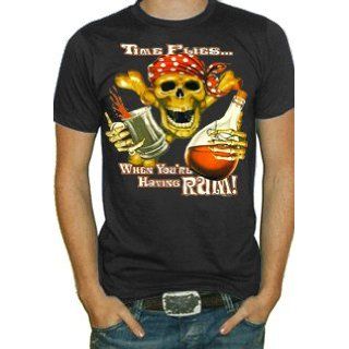 Time Flies When You're Having Rum T Shirt #B130 (Black) Novelty T Shirts Clothing