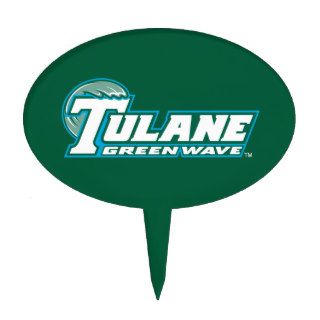 Tulane Green Wave & Wave   White & Green Oval Cake Picks