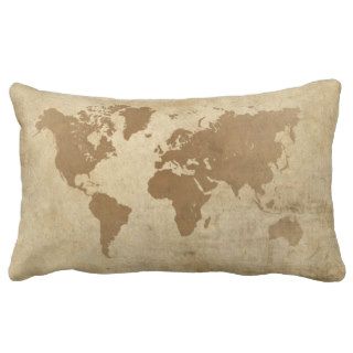 Faded Parchment World Map Pillows