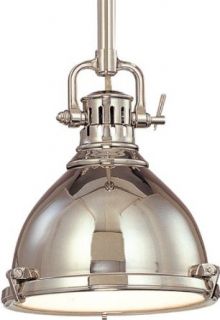 Hudson Valley Lighting 2210 PN Pelham 1 Light Cast Brass Industrial Pendant, Polished Nickel   Ceiling Pendant Fixtures  