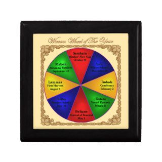 Wicca Wheel of the Year Tiled Box Trinket Box