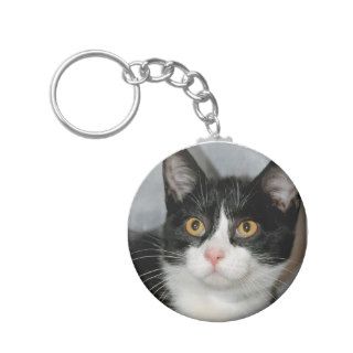 Black and White American Shorthair Cat Keychain