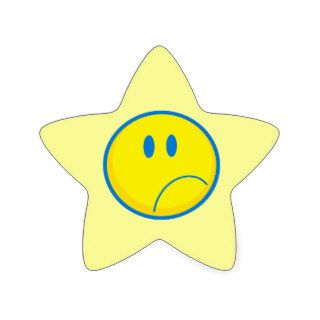 silly sad face smiley yellow and blue stickers