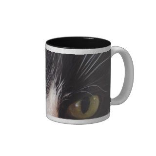Black Cat, White Whiskers, Green Eyes Mug