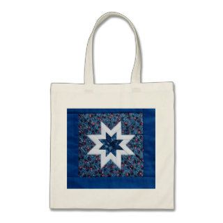 blue quilt star budget tote bag