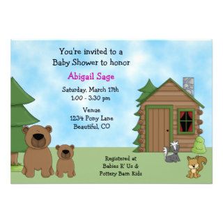Cute Bear & Cabin Baby Shower Invitation for Girls