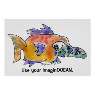 Cartoon Funny Fish 099 ImaginOCEAN Poster Large