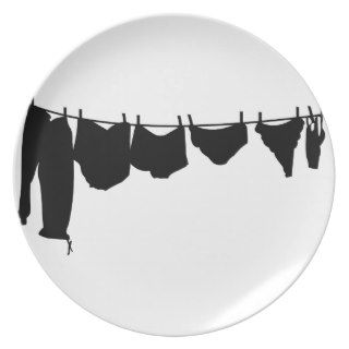 Clothes line silhouette dinner plate
