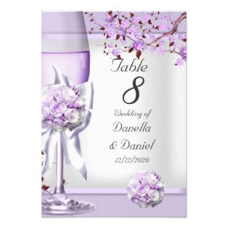 Wedding Table Number Lavender Purple Lilac 4 Custom Invitation