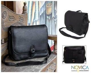 Leather 'Executive Elegance' Briefcase (Mexico) Novica Messenger Bags