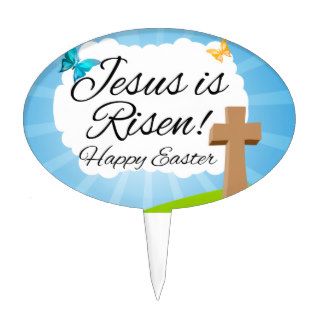 Jesus is Risen, Christian Easter Cake Pick