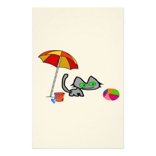 Cat Having Fun On The Beach Stationery Paper