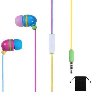 Premium 3.5mm Rainbow StereoHandsfree Headset Earbuds Earphones Headphones with mic for Nokia Lumia 521 + Carry Bag Cell Phones & Accessories
