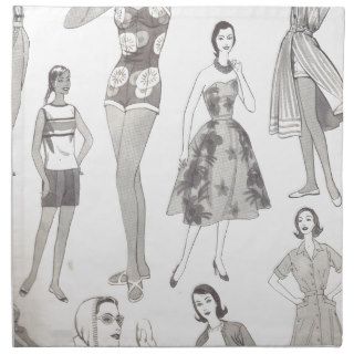 Vintage Fashion Sketches Napkin