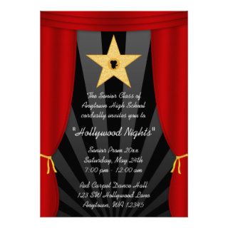 Hollywood Star Red Curtain Prom Formal Invitation