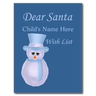 Dear Santa Wish List Postcards