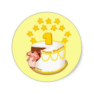 1 Year Old Birthday Cake Round Stickers