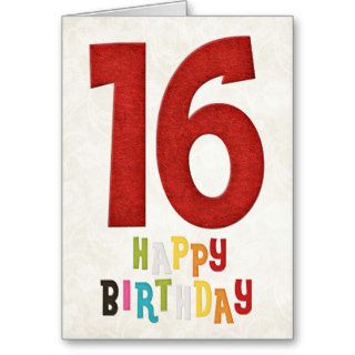 16th Birthday Happy Birthday Card Design 4