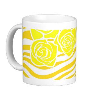 Zebra pattern + yellow roses mug