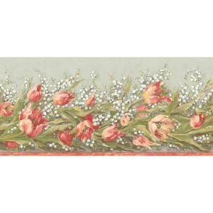 The Wallpaper Company 9.75 in. x 15 ft. Orange and Green Earth Tone Floral Trail Border WC1280075