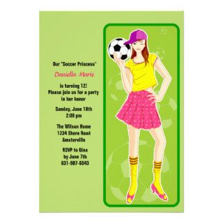 Soccer Princess Birthday Party Invitation