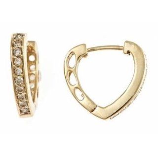14k Yellow Gold Diamond Huggie Hoop Children Earrings (1/3Cttw, SI Clarity, H Color) Jewelry