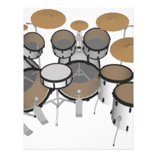 Drums White Drum Kit 3D Model Full Color Flyer