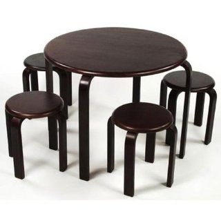 Lipper International 559E Child's Round Table and 4 Stools Set, Espresso   Table And Chair Sets